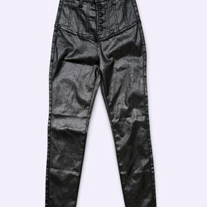 Neon Blonde Metallic Black Coated Skinny Jeans Pants Size 25